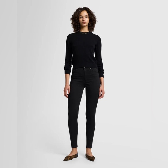 7 For All Mankind Black Mid Rise Skinny Pants - Picture 1 of 12